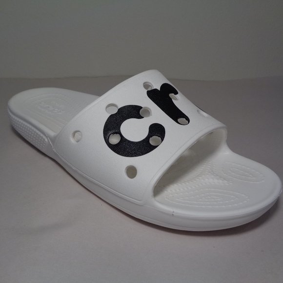 Crocs Size 7 CLASSIC LOGO White Black Slides Sandals New Men\'s Shoes main image 12